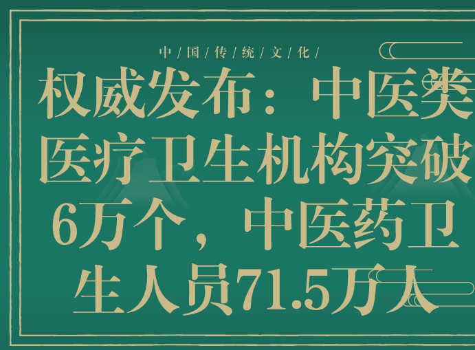 權(quán)威發(fā)布：中醫(yī)類醫(yī)療衛(wèi)生機(jī)構(gòu)突破6萬個(gè)，中醫(yī)藥衛(wèi)生人員71.5萬人